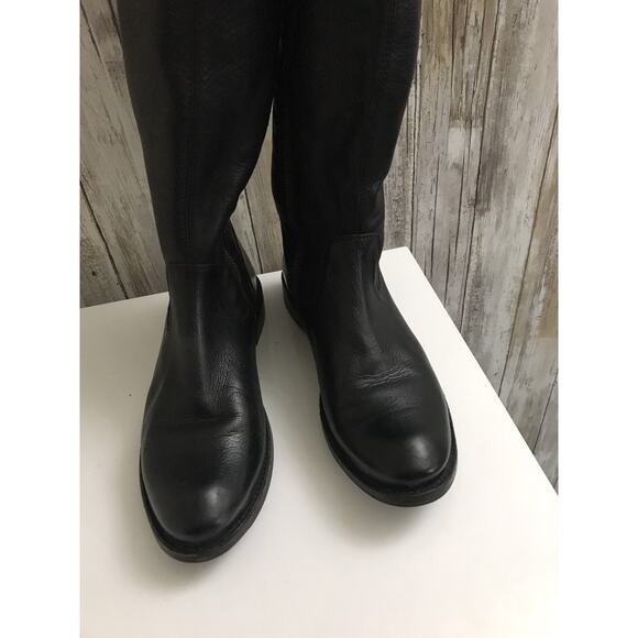 FRYE Shirley OTK Over The Knee Boots Riding Boots Black Leather Tall Pullover 6 - Picture 8 of 12
